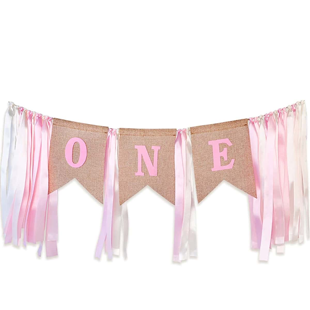 

1pc 1st Birthday Party Pull Flag, Pink