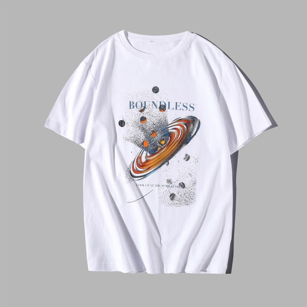 

Men Galaxy And Slogan Graphic Tee, White