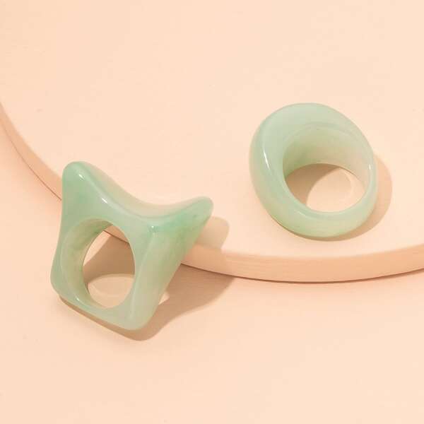 

2pcs Resin Ring, Green