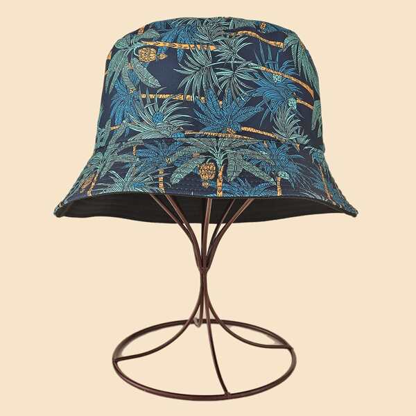 

Coconut Tree Pattern Bucket Hat, Navy blue