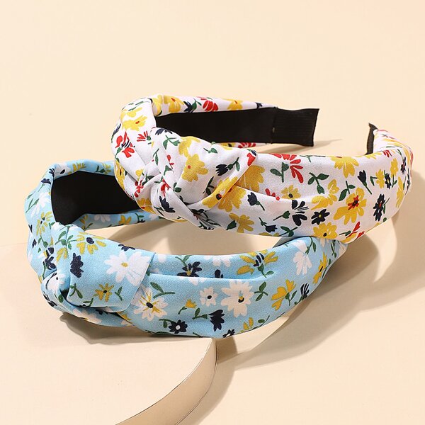 

2pcs Floral Print Headband, Multicolor