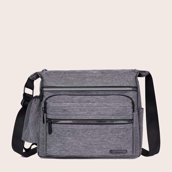 

Men Pocket Front Crossbody Bag, Dark grey
