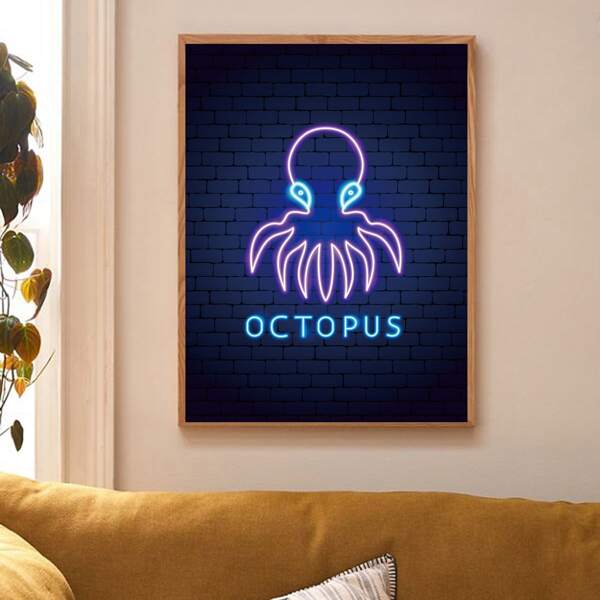 

Octopus Print Unframed Painting, Multicolor