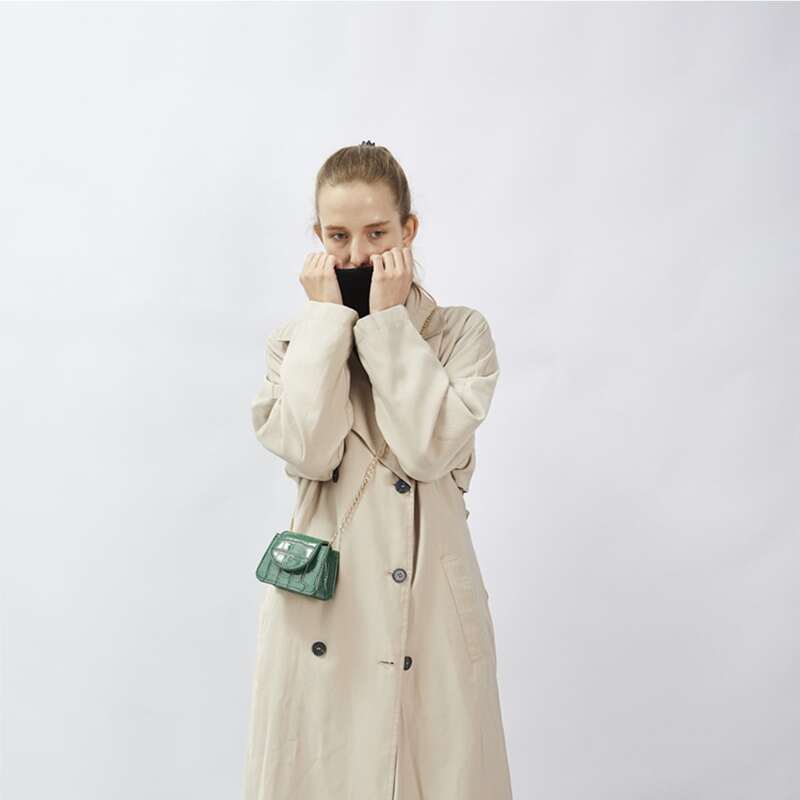

Croc Effect Mini Chain Bag, Green