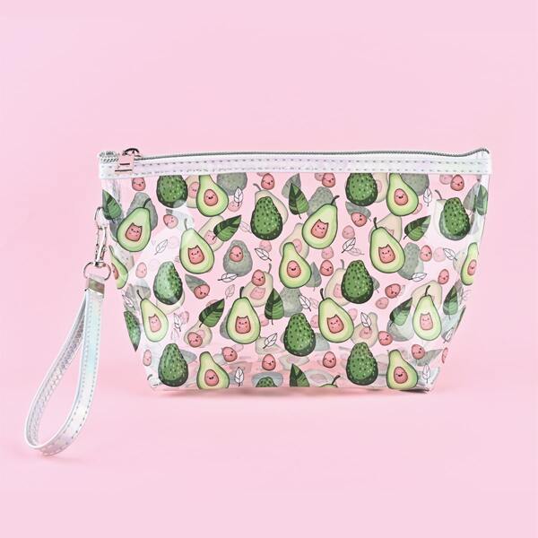 

Cartoon Avocado Clear Makeup Bag, Multicolor