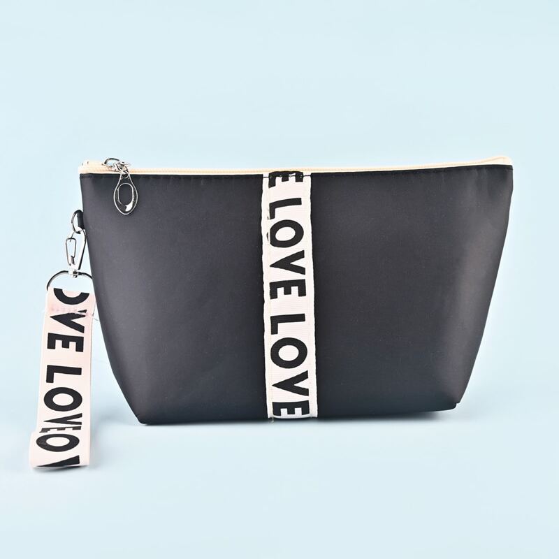 

Letter Graphic Makeup Bag, Black and white