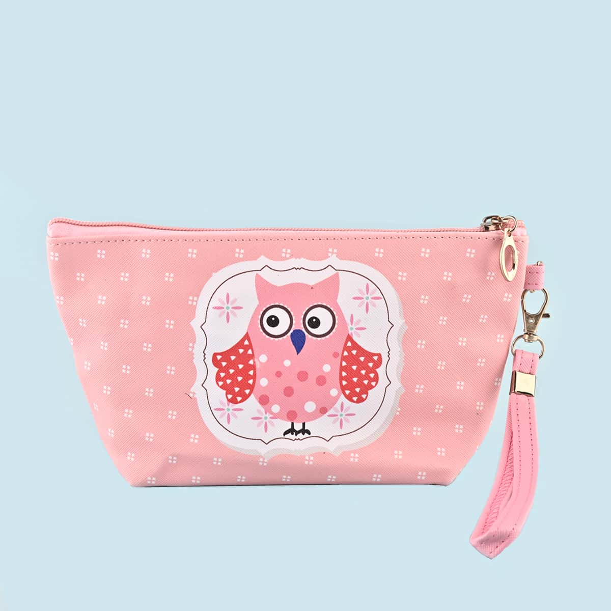 

Owl Pattern Makeup Bag, Pink