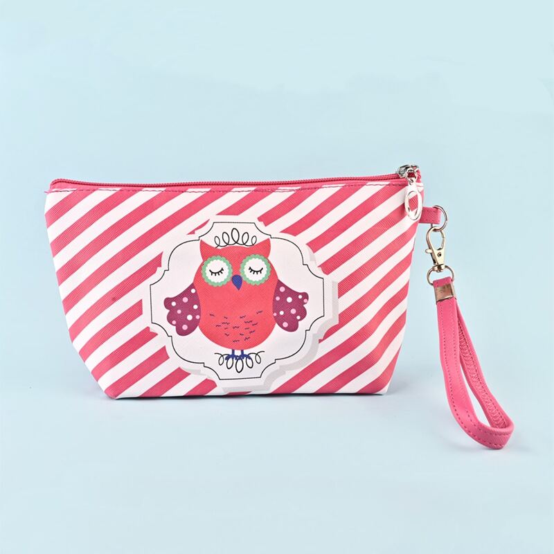 

Owl Pattern Makeup Bag, Hot pink