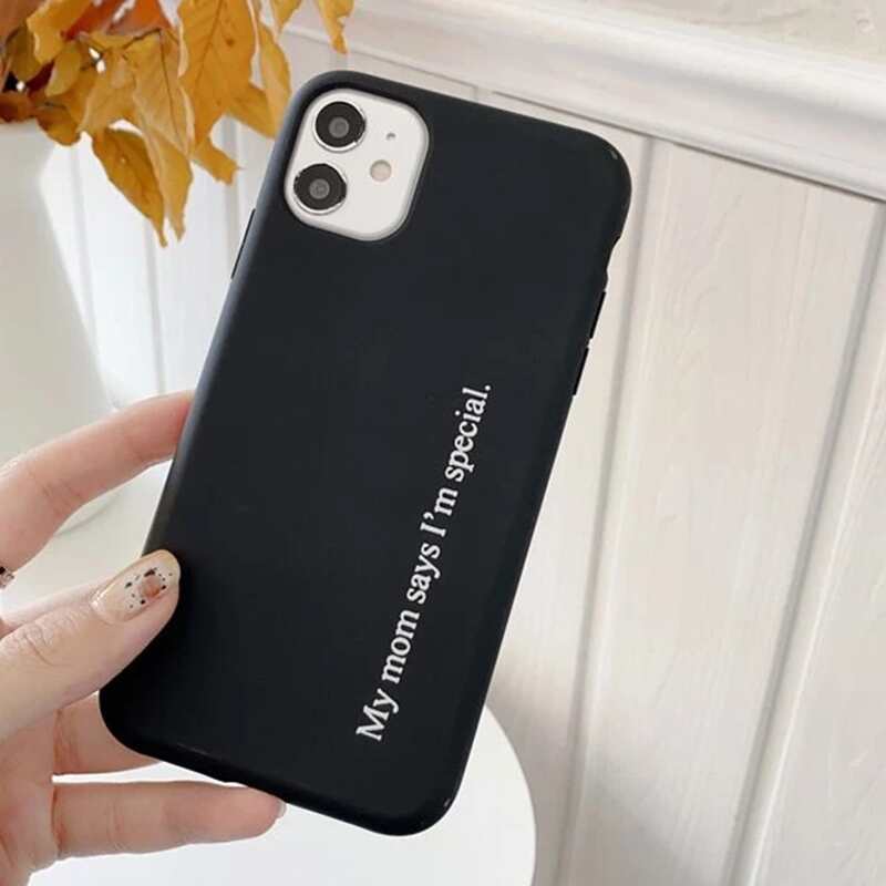 

Slogan Print iPhone Case, Black