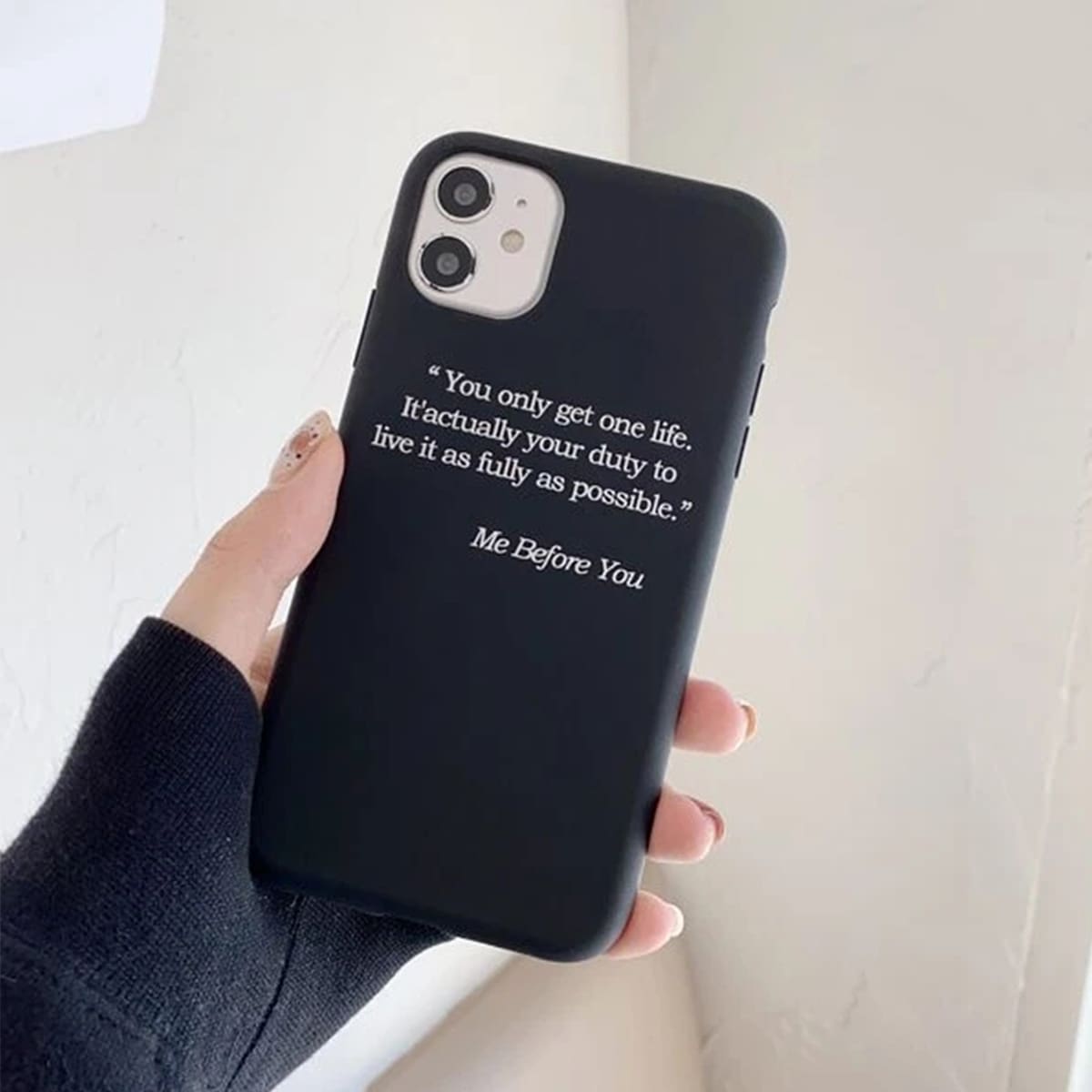 

Slogan Print iPhone Case, Black