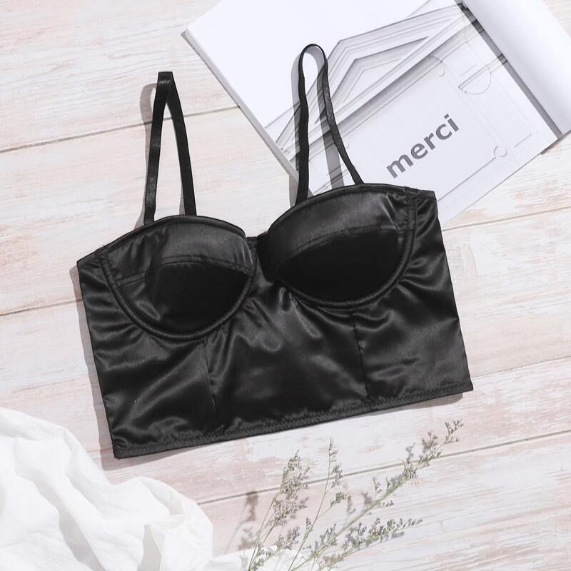 

Push Up Satin Lingerie Set, Black
