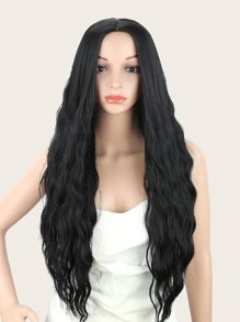 Natural Long Curly Wig - Black - View 3