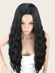 Natural Long Curly Wig - Black - View 4