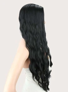 Natural Long Curly Wig - Black - View 5