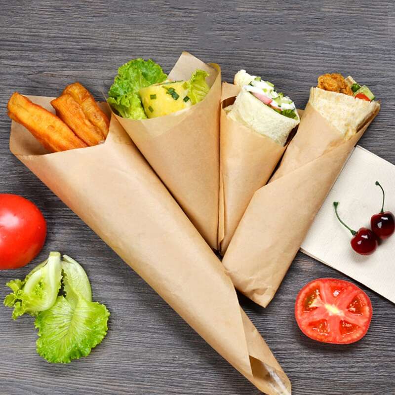 

100pcs Oil-proof Kraft Wrapping Paper, Khaki