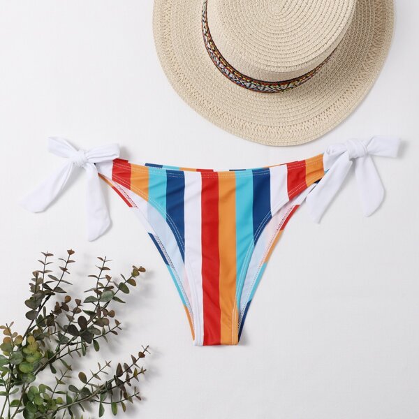 

Colorful Stripe Tie Side Bikini Panty, Multicolor
