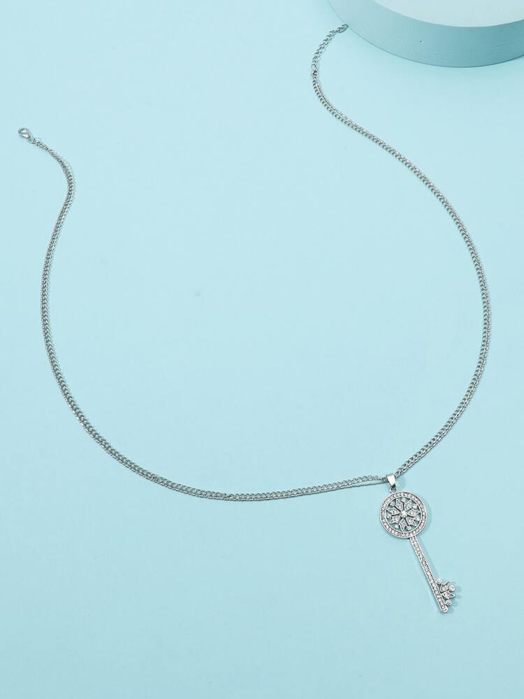 Rhinestone Key Charm Necklace