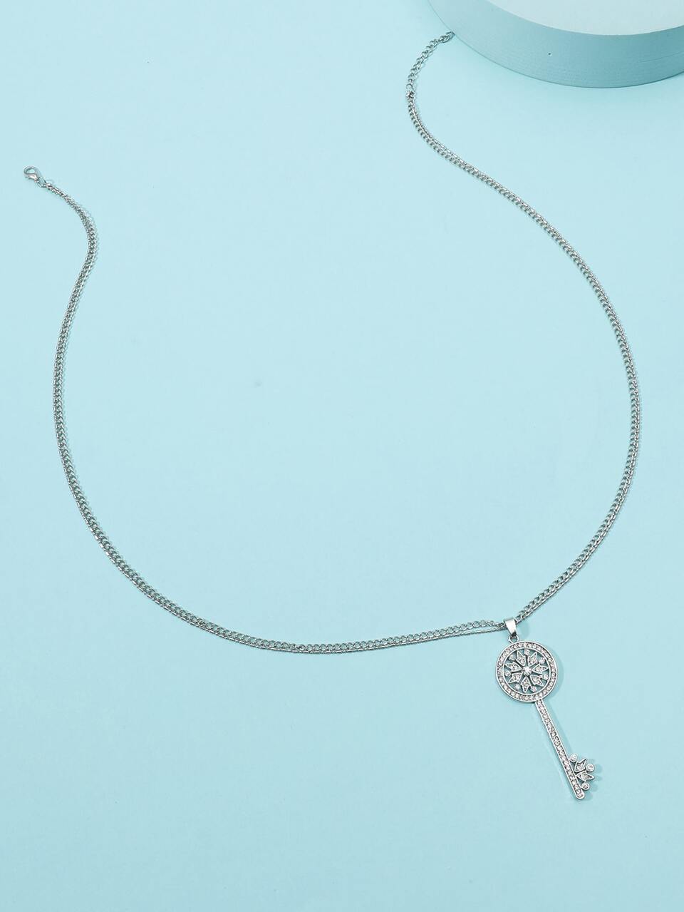 Rhinestone Key Charm Necklace