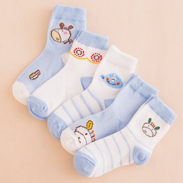 

5pairs Toddler Boys Cartoon Graphic Socks, Multicolor