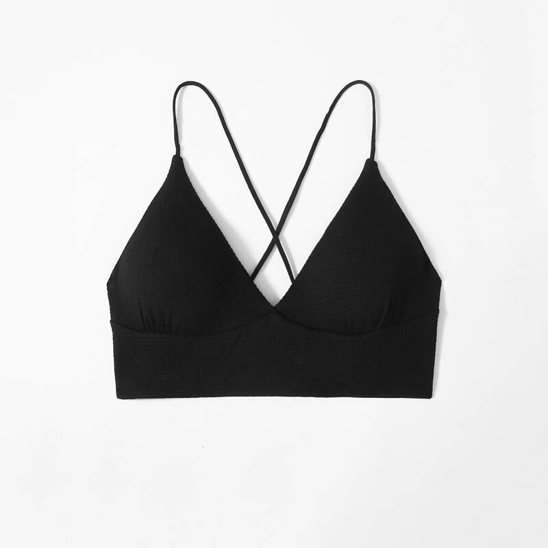 

Simple Crisscross Back Bralette, Black