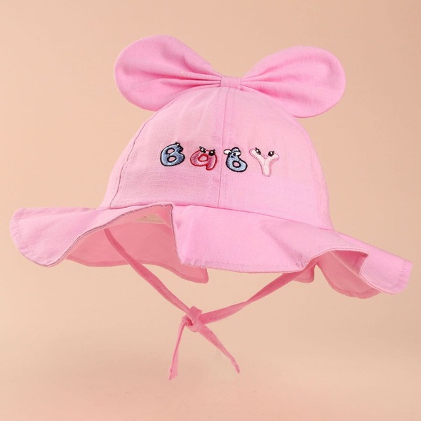 

Baby Bow Decor Letter Embroidered Bucket Hat, Pink