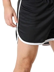 Manfinity Hombres Shorts deportivos de cintura con cordón - Negro - Ver 5