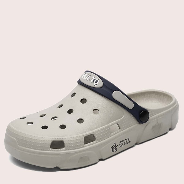 

Men Hollow Out Slingback Vented Clogs, Light grey