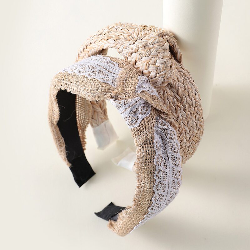 

2pcs Lace Decor Wide Headband, Multicolor