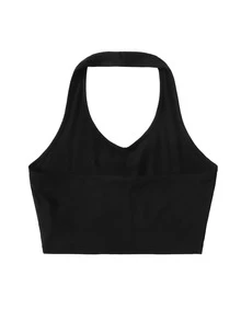 Plus Sun & Butterfly Print Halter Top - Black - View 2