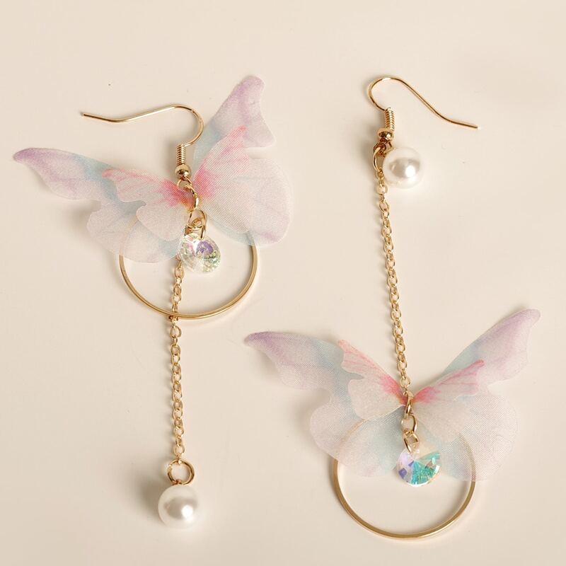 

Mesh Butterfly Drop Earrings, Multicolor