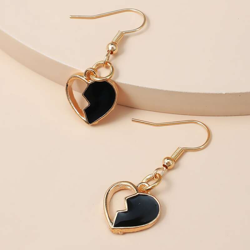 

Heart Drop Earrings, Black