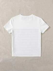 SHEIN EZwear Striped Print Tee - Black and White - View 2