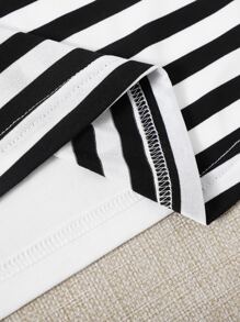 SHEIN EZwear Striped Print Tee - Black and White - View 3