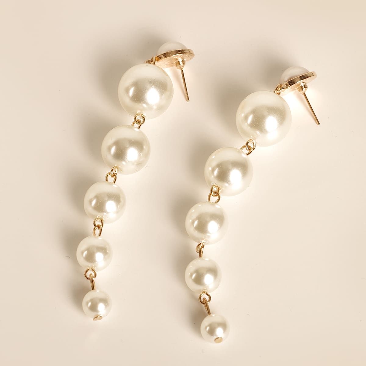 

Faux Pearl Beaded Drop Earrings, White
