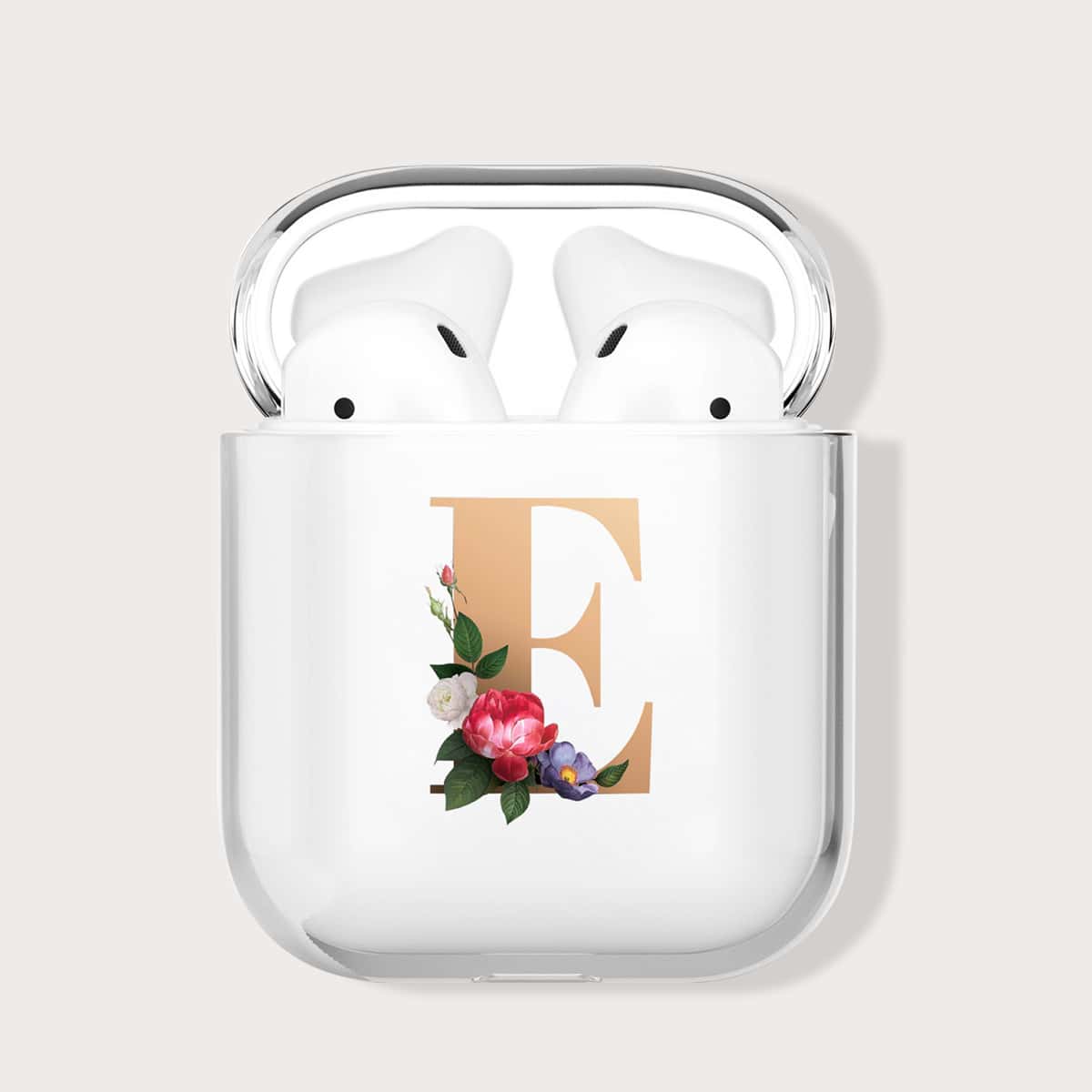 

Letter & Floral Print AirPods Case, Multicolor