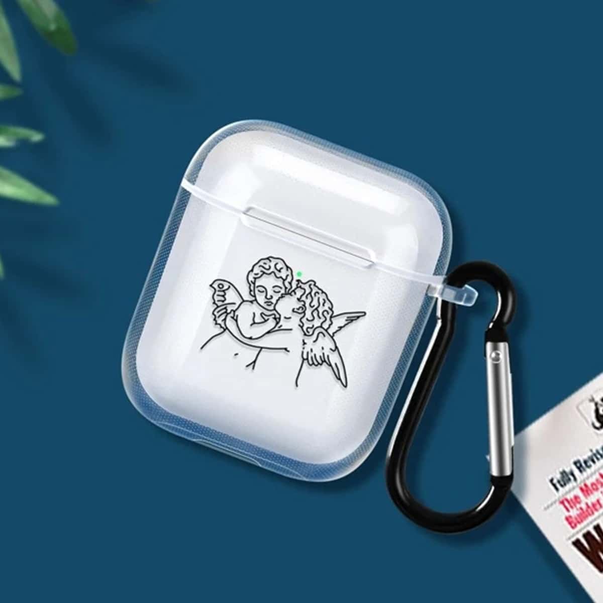 

Angel Print Clear AirPods Case, Black