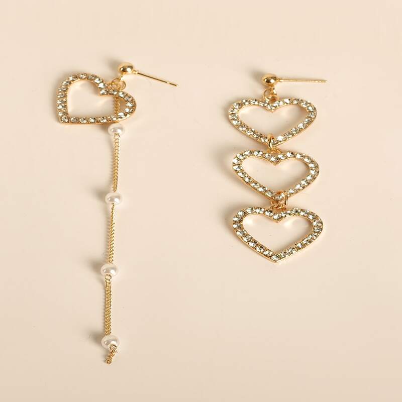 

Rhinestone Heart Drop Earrings, Multicolor