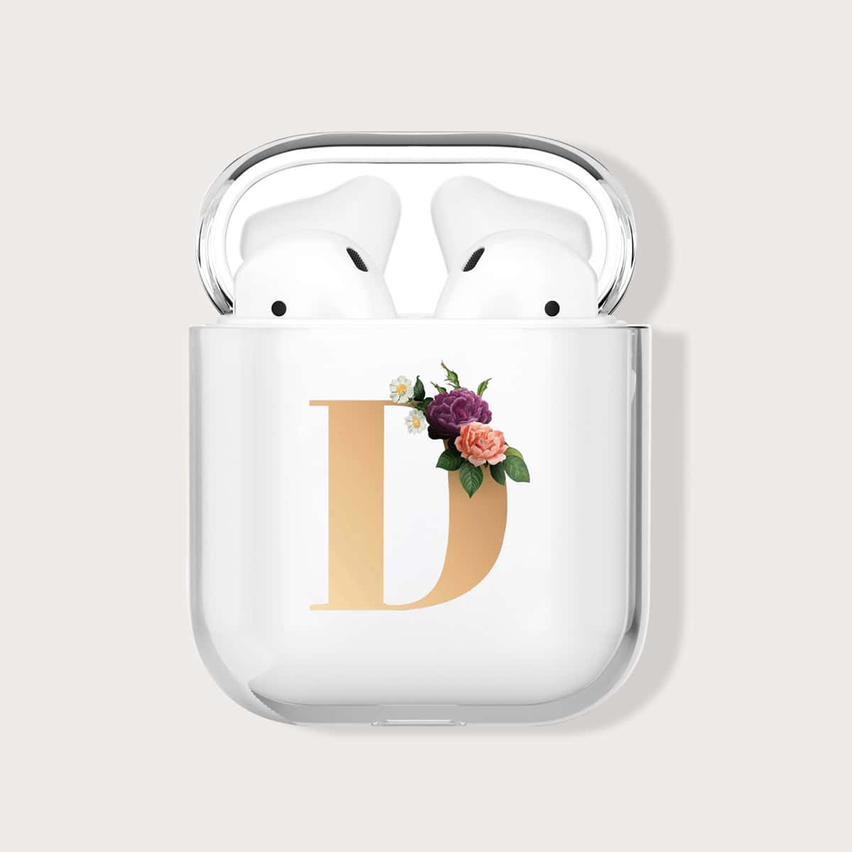 

Letter & Floral Print AirPods Case, Multicolor