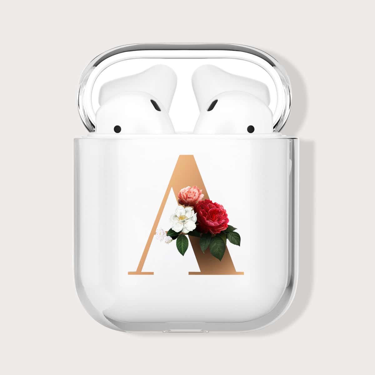 

Letter & Floral Print AirPods Case, Multicolor