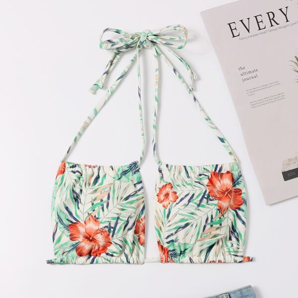

Tropical Halter Bikini Top, Multicolor