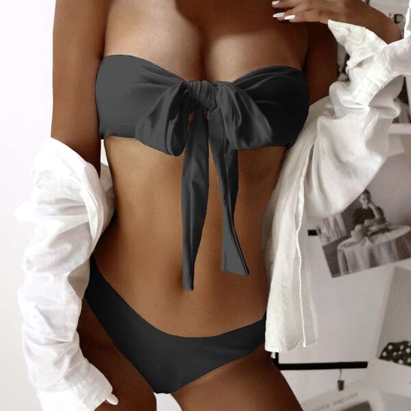 

Cross Halter Bikini Swimsuit, Black