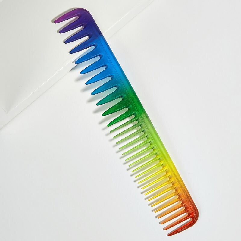 

1pc Rainbow Pattern Hair Comb, Multicolor