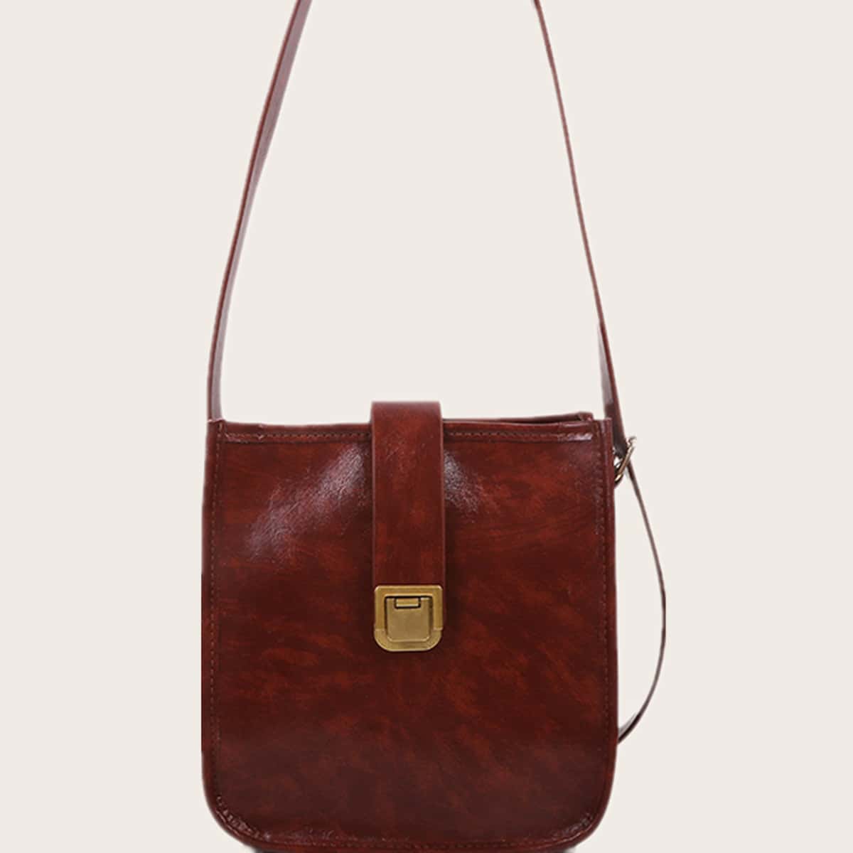 

Top Buckle Bucket Bag, Brown