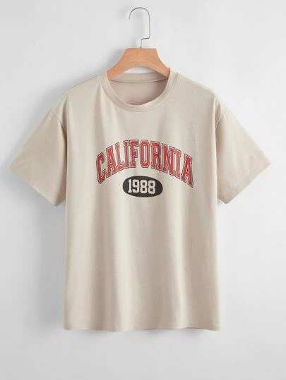 Футболка с текстовым принтом - Топ-100 товаров на SHEIN