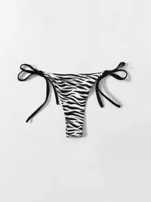 SHEIN Swim ثونغ بيكيني مخطط نمط حمار وحشي