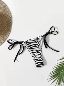 SHEIN Swim ثونغ بيكيني مخطط نمط حمار وحشي