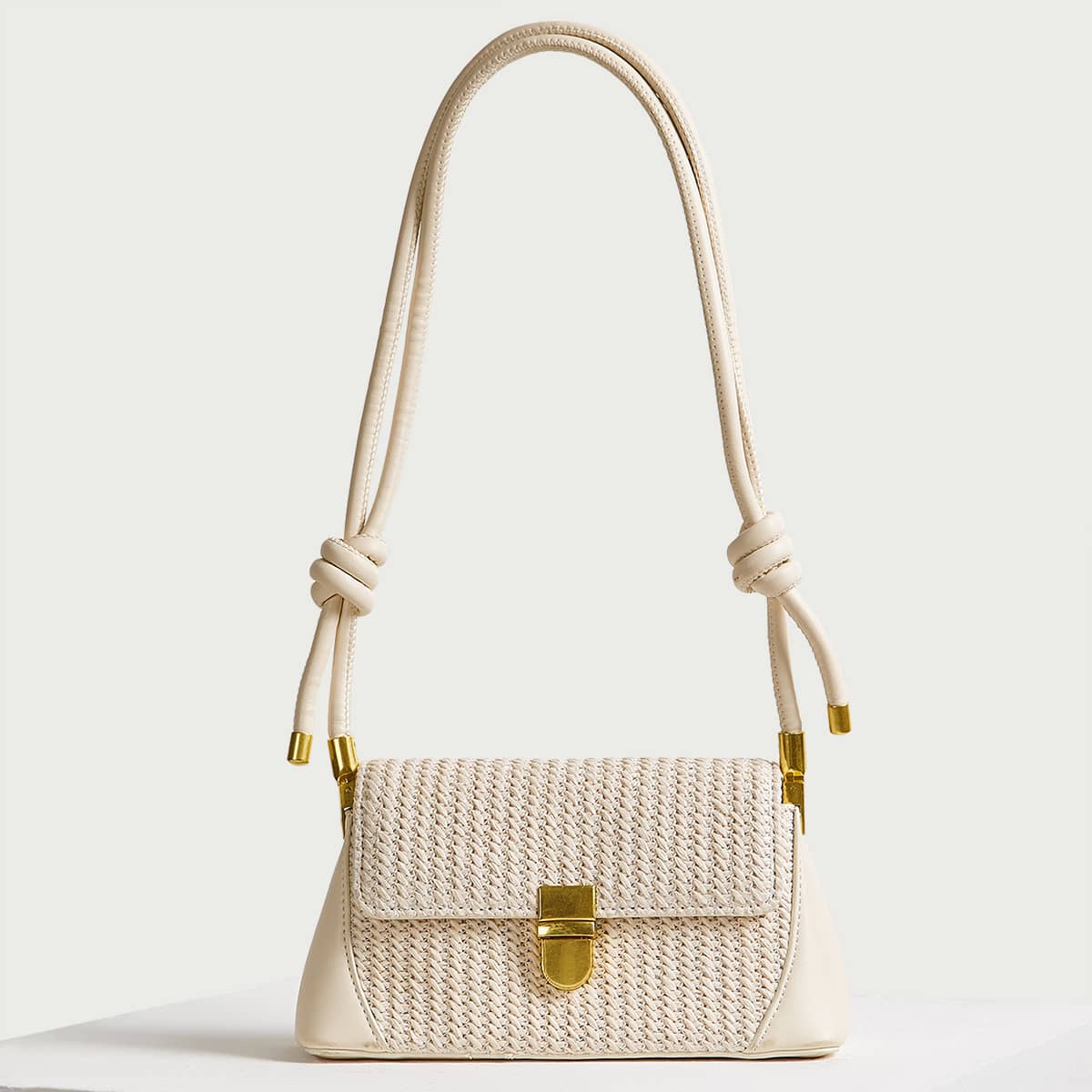 

PUSH LOCK SHOULDER BAG, Beige