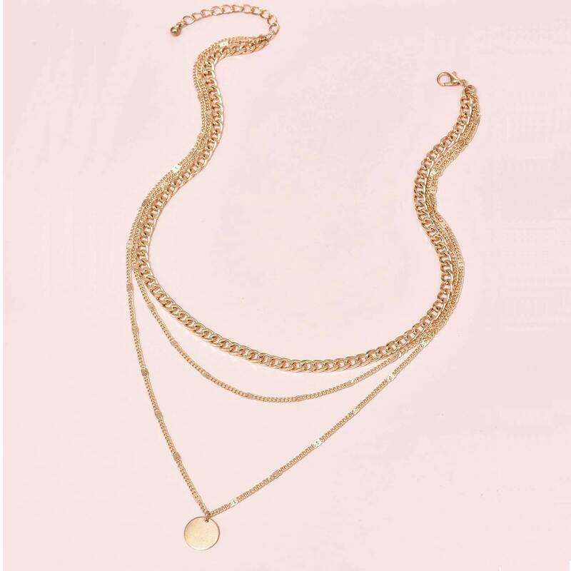 

Disc Layered Chain Necklace, Gold