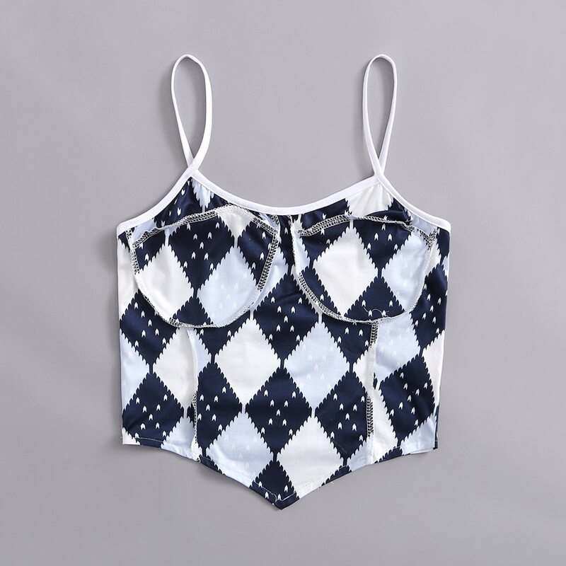 

Argyle Pattern Bandana Crop Cami, Multicolor