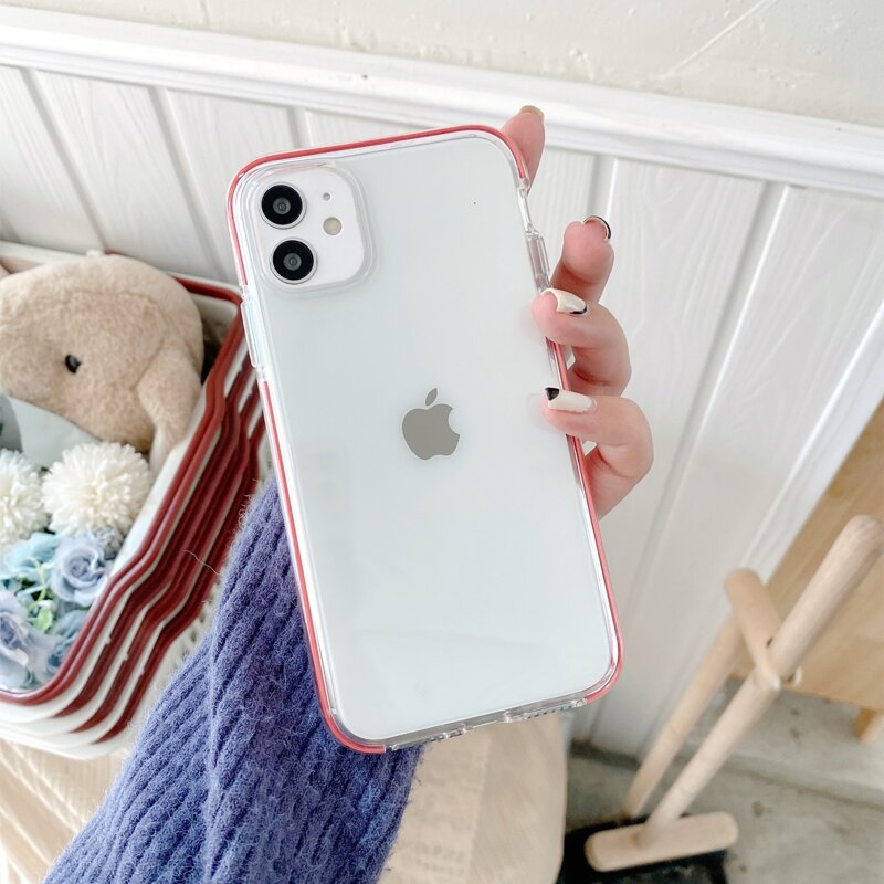 

Contrast Frame Clear iPhone Case, Red
